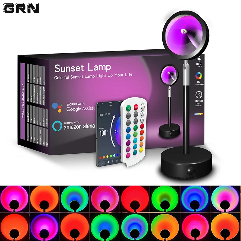Touch Dimmer Lamp - 스마트 LED 선셋 램프, 다채로운 변화,