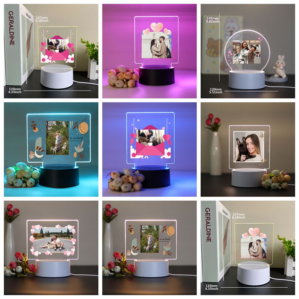 Lighting Decor Photos - 1개 맞춤형 사진 커플 아크릴 LED
