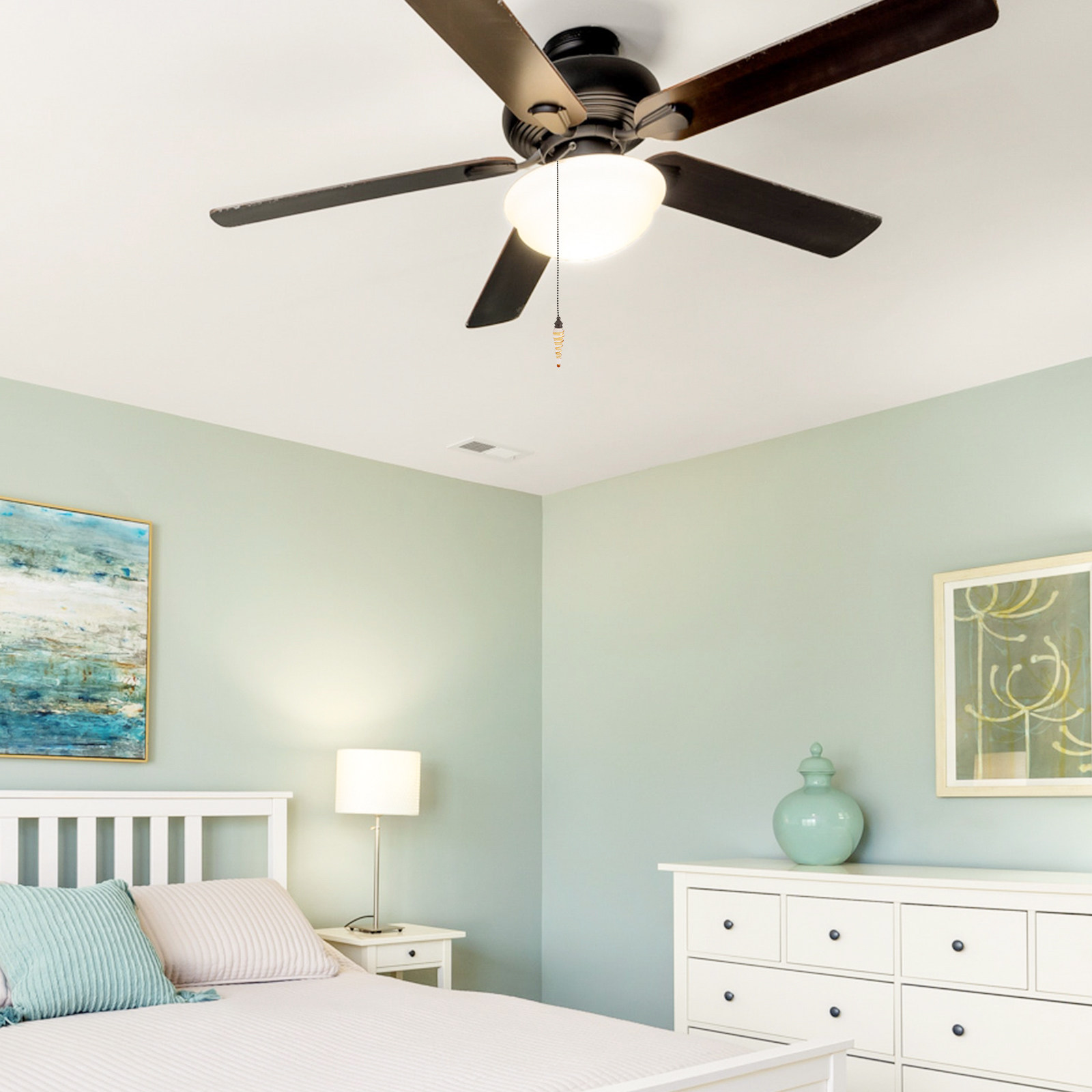 Decor Lighting Ceiling Fans - 유리 및 금속 팬 풀 체인
