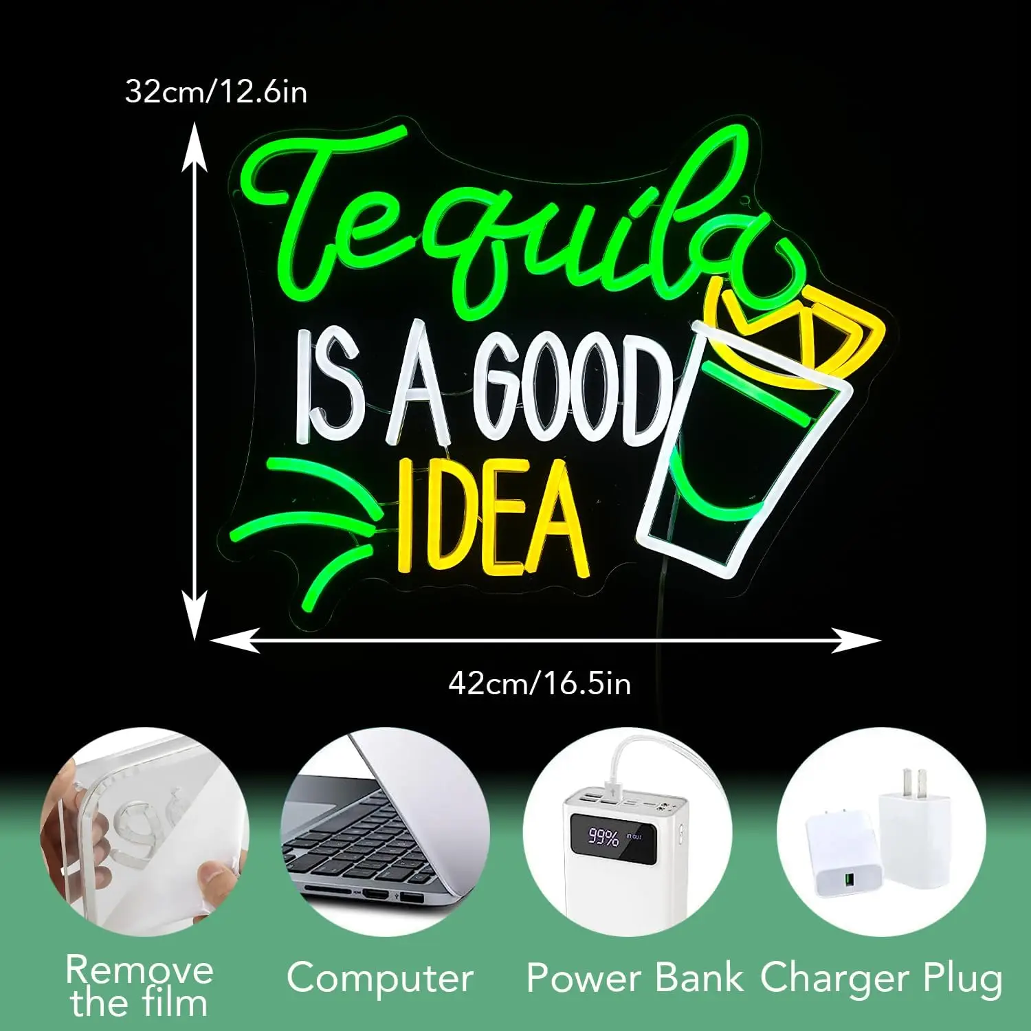 테킬라는 좋은 아이디어입니다 네온사인 USB 디밍 가능 - Lighting Decoration Ideas For Home 리뷰 및 가격