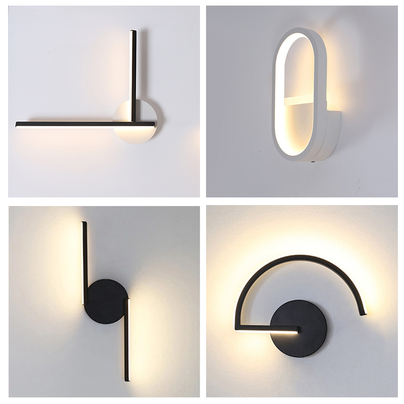 현대적인 북유럽 LED 벽등, 미니멀리스트 블랙 기하학 - Up Lighting Decor 리뷰 및 가격