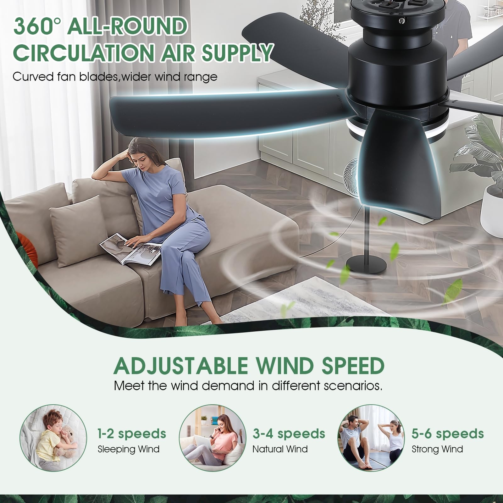 침실 거실용 에너지 절약형 리모컨 조명, 세련된 인테리 - Decor Lighting Ceiling Fans 리뷰 및 가격