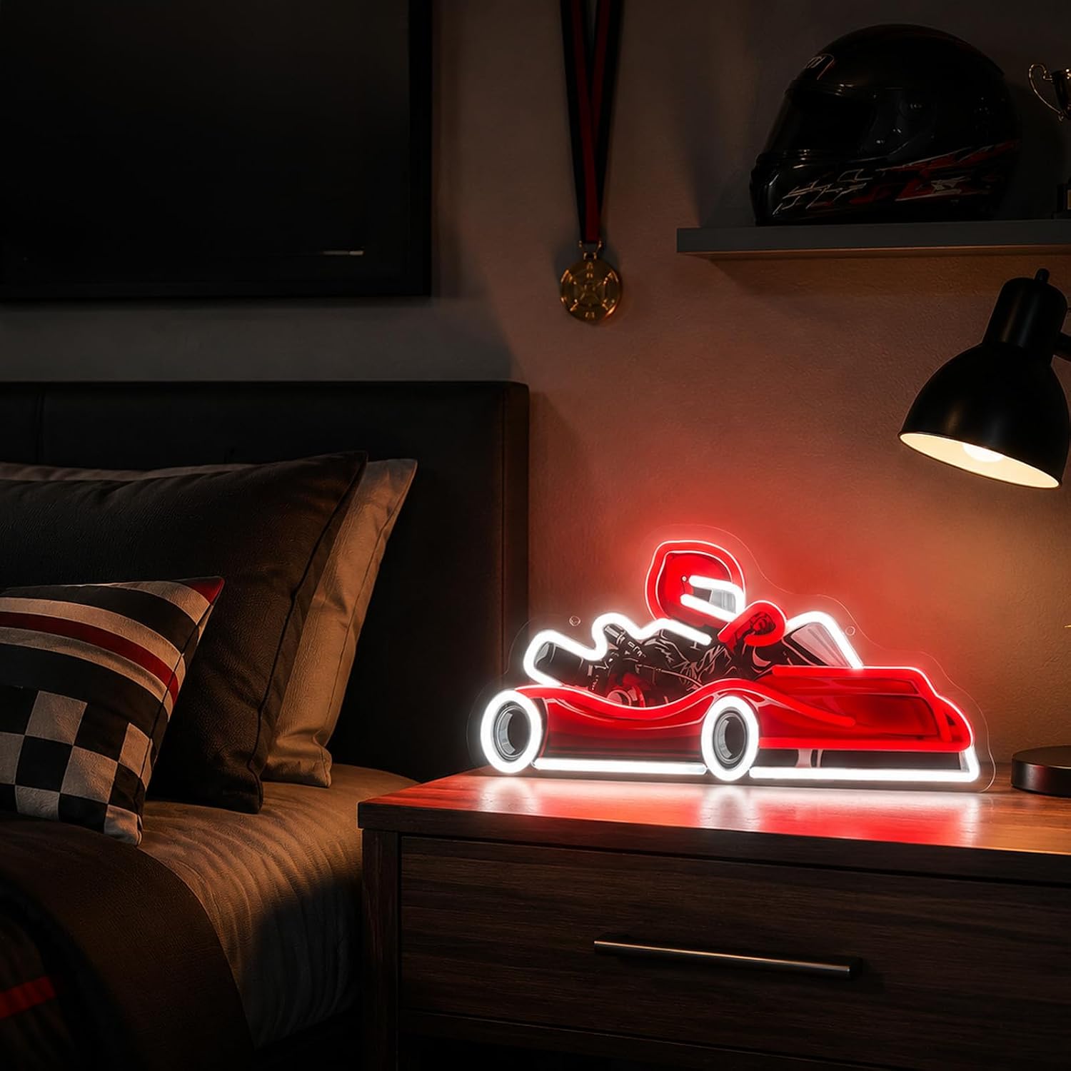 고카트 레이서 LED 네온사인 USB 벽등 - 게임룸, - Decor Kart Lighting 리뷰 및 가격