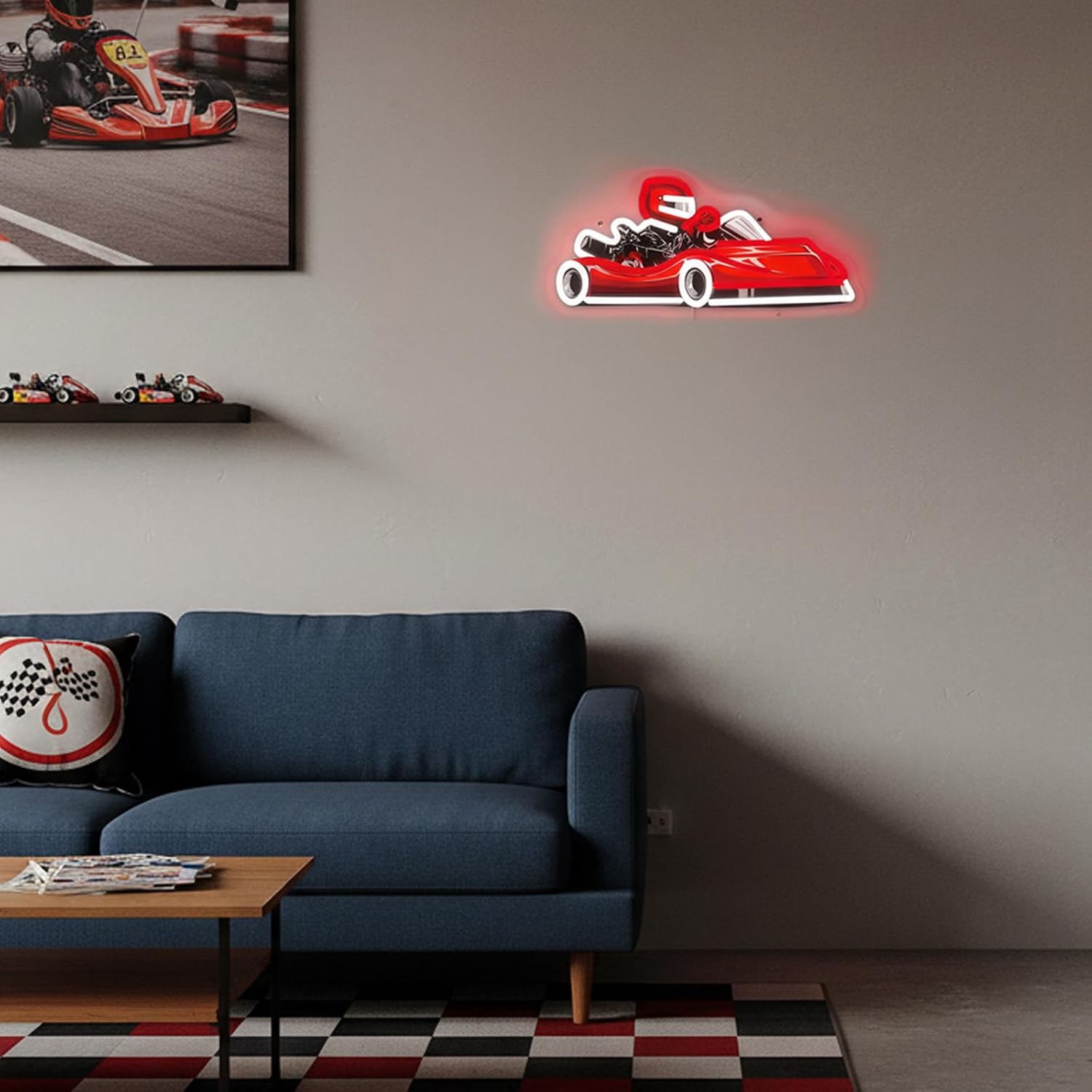고카트 레이서 LED 네온사인 USB 벽등 - 게임룸, - Decor Kart Lighting 리뷰 및 가격