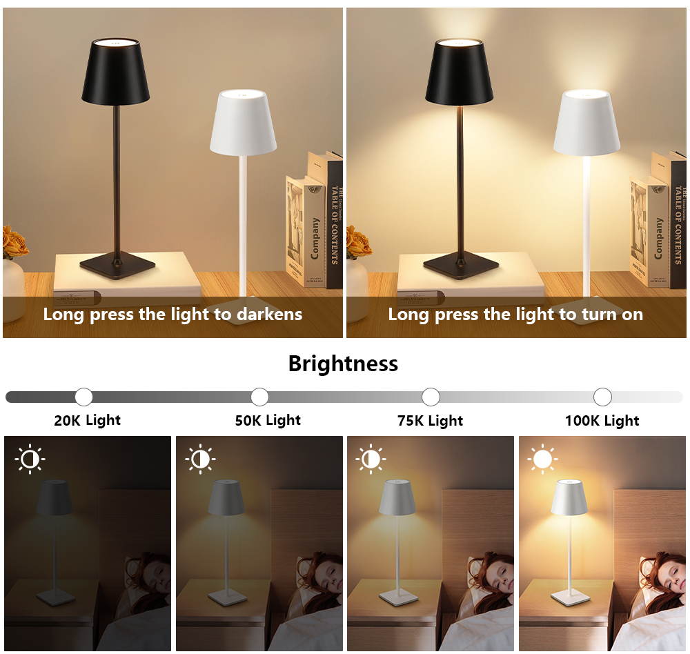 LED 충전식 책상 조명 무선 테이블 램프 무단계 디밍 - Lighting Decoration In Bedroom 리뷰 및 가격